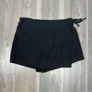 Old Navy Black Wrap Skort - SIZE L Linen Blend Summer Vacation Neutral